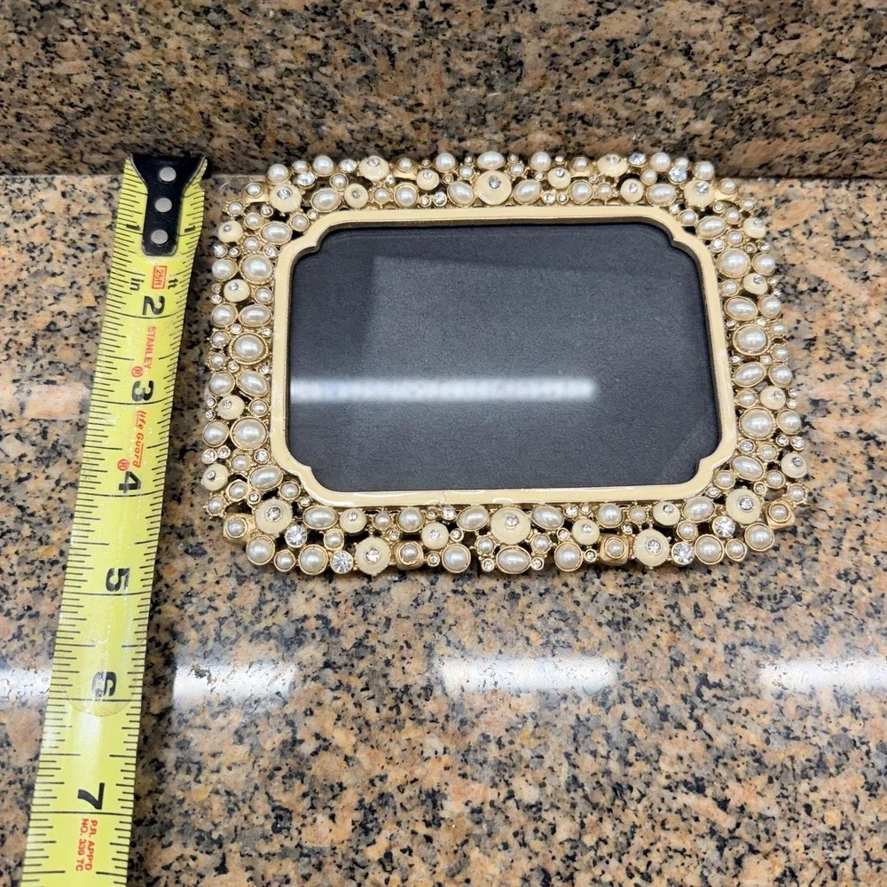 Two's Company Margrit Gold Pearl AustrianCrystal Photo Frame 3.5x5 Wedding Decor